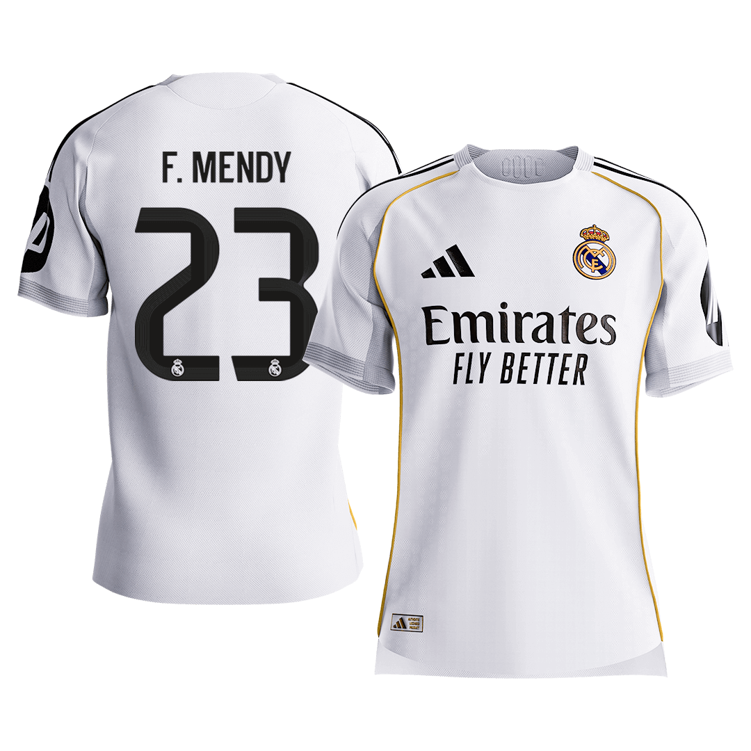 F.MENDY #23 Real Madrid Mens Home Soccer Jersey 2025/26 White - Player Version [PREMIUM]
