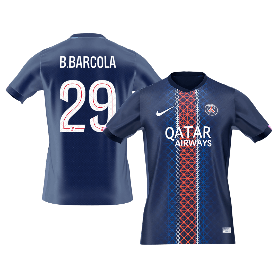 B.BARCOLA #29 PSG Mens Home Soccer Jersey 2025/26 Navy [PREMIUM]