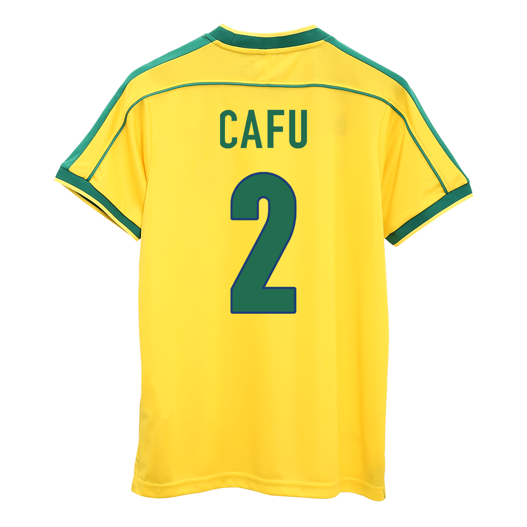 Retro CAFU #2 Brazil Mens Home Soccer Jersey World Cup 1998 Yellow