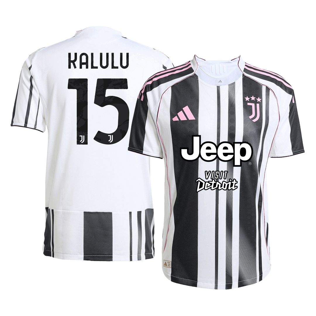 KALULU #15 Juventus Mens Home Soccer Jersey 2025/26 Black&White - Player Version