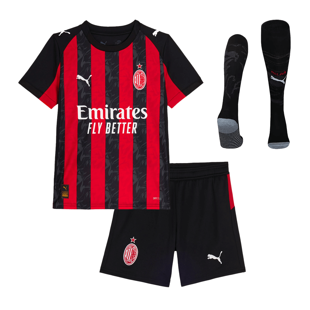 AC Milan Kids Home Soccer Full Set 2025/26 Red&Black