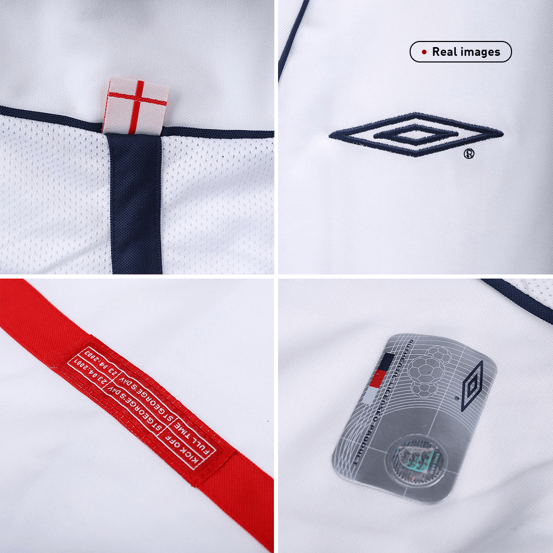 Retro BECKHAM #7 England Mens Home Soccer Jersey 2002 White