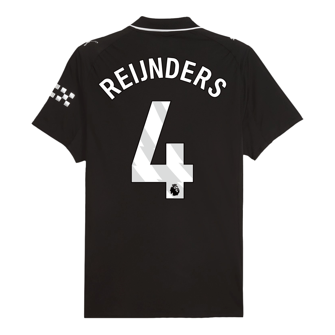 REIJNDERS #4 Manchester City Mens Away Soccer Jersey 2025/26 Black - Player Version