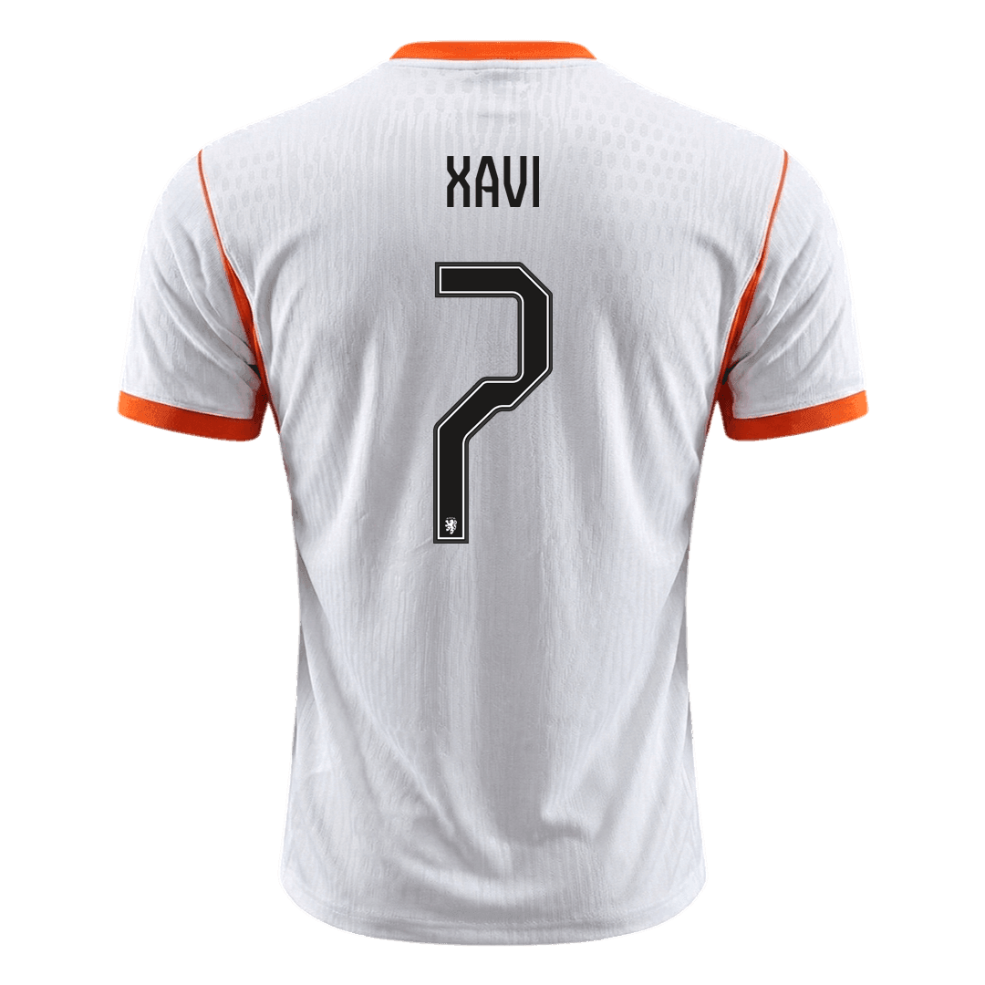 XAVI #7 Netherlands Mens Away Soccer Jersey World Cup 2026 White - Player Version