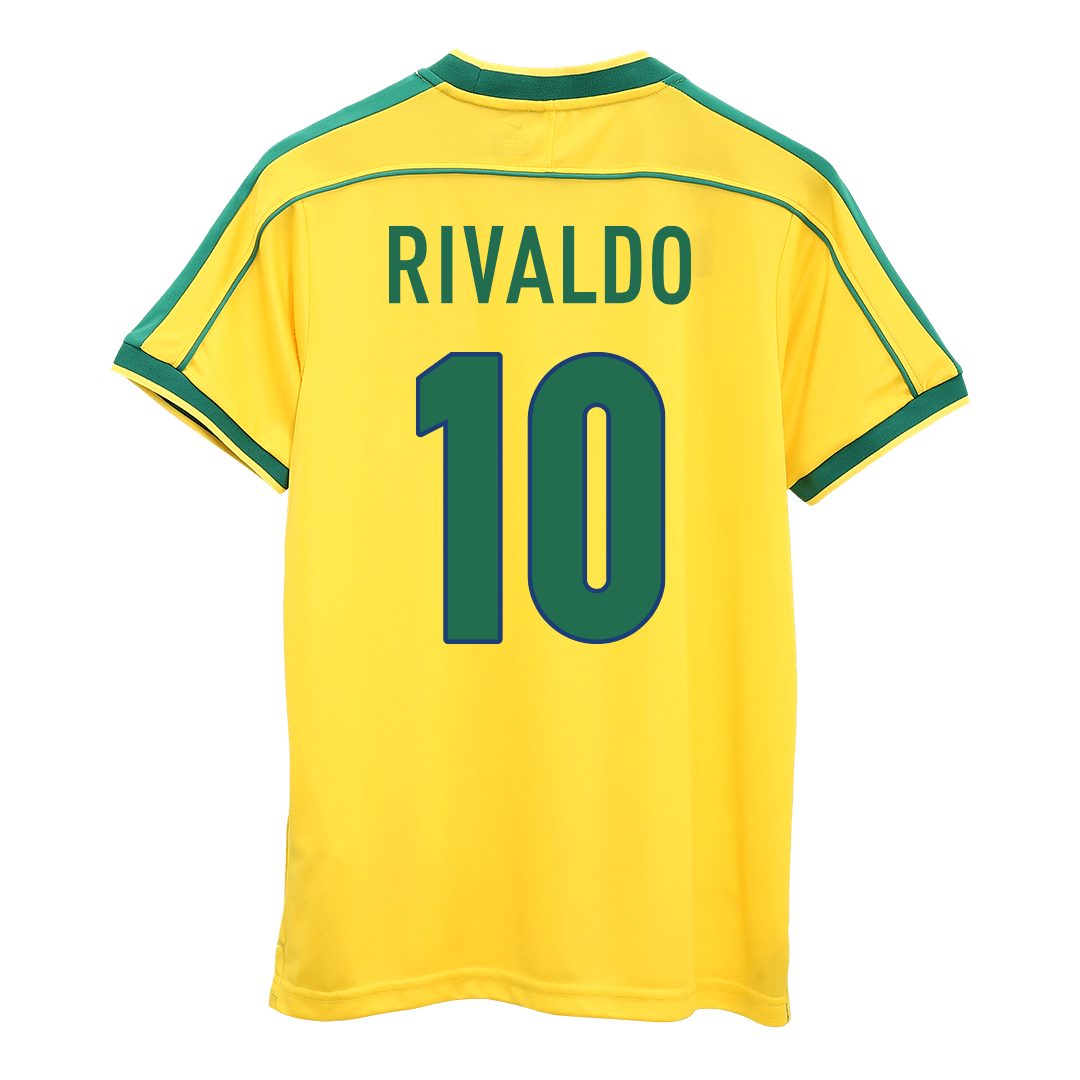 Retro RIVALDO #10 Brazil Mens Home Soccer Jersey World Cup 1998 Yellow