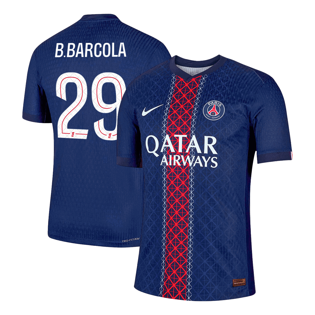B.BARCOLA #29 PSG Mens Home Soccer Jersey 2025/26 Navy - Player Version