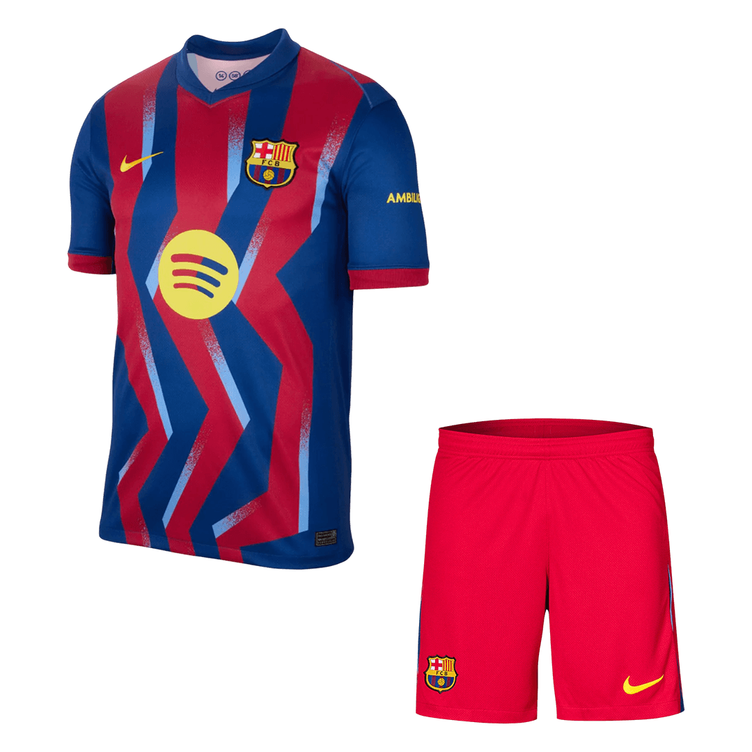 Barcelona Mens Fourth Away Soccer Kit 2025/26 Red&Blue