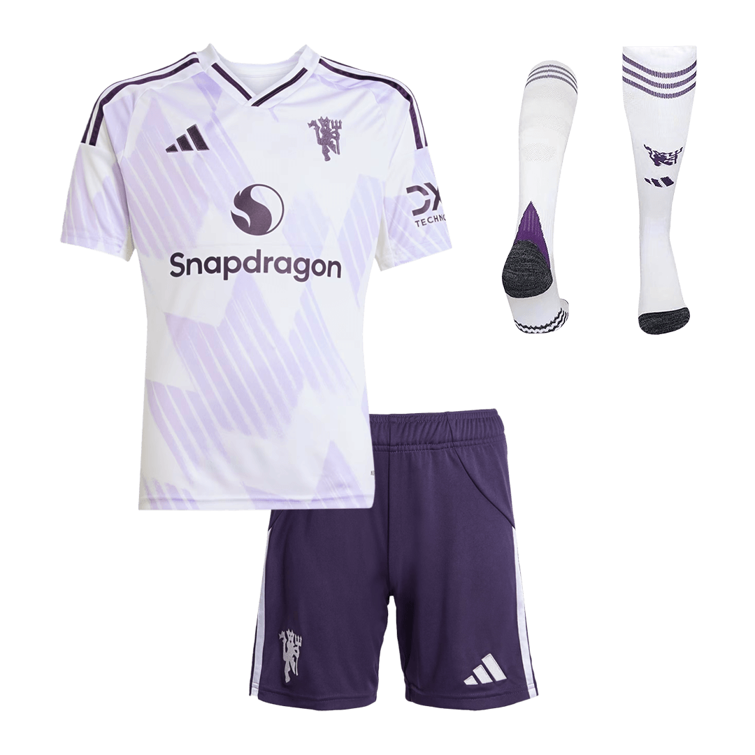 Manchester United Kids Away Soccer Full Set 2025/26 White