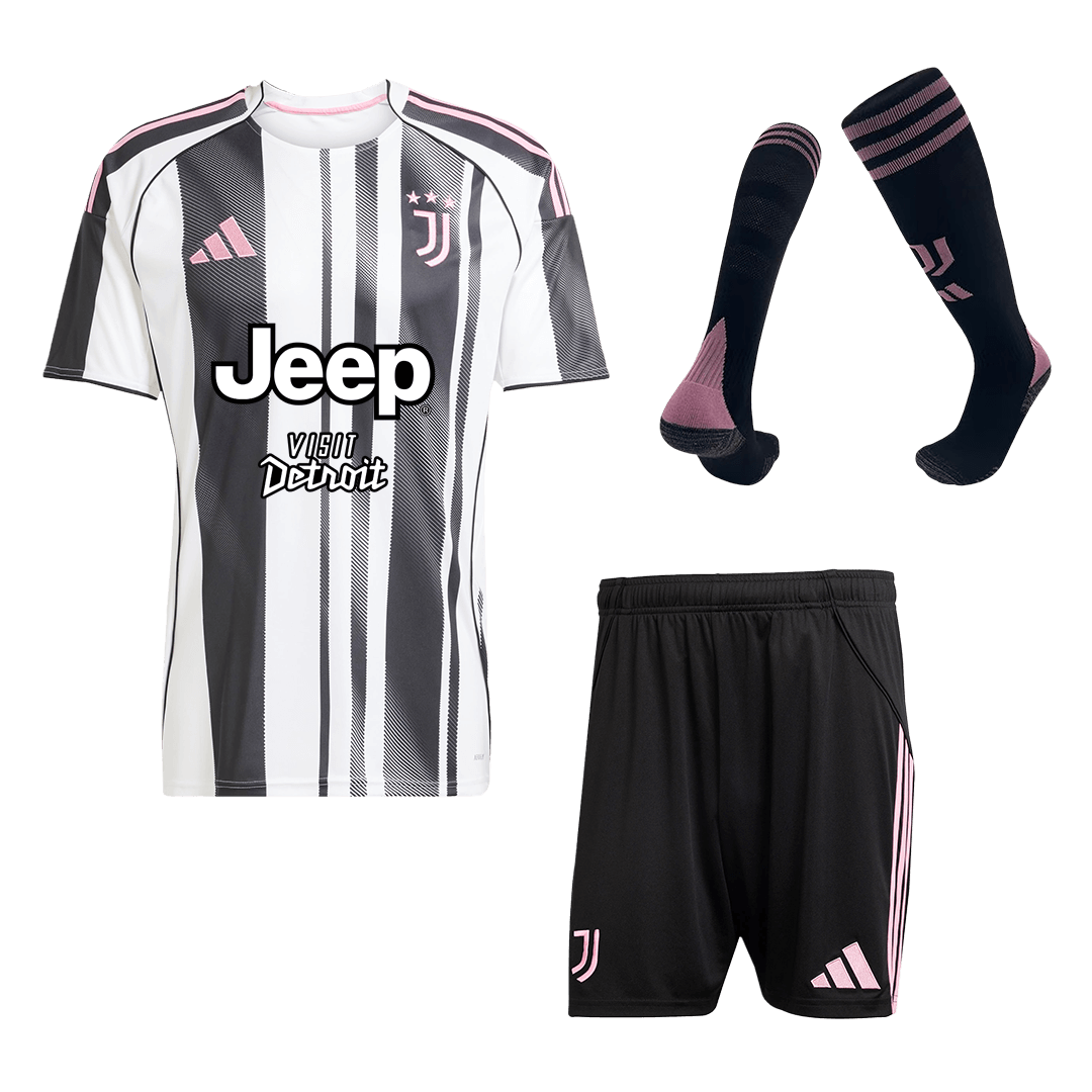 Juventus Mens Home Soccer Full Set 2025/26 Black&White