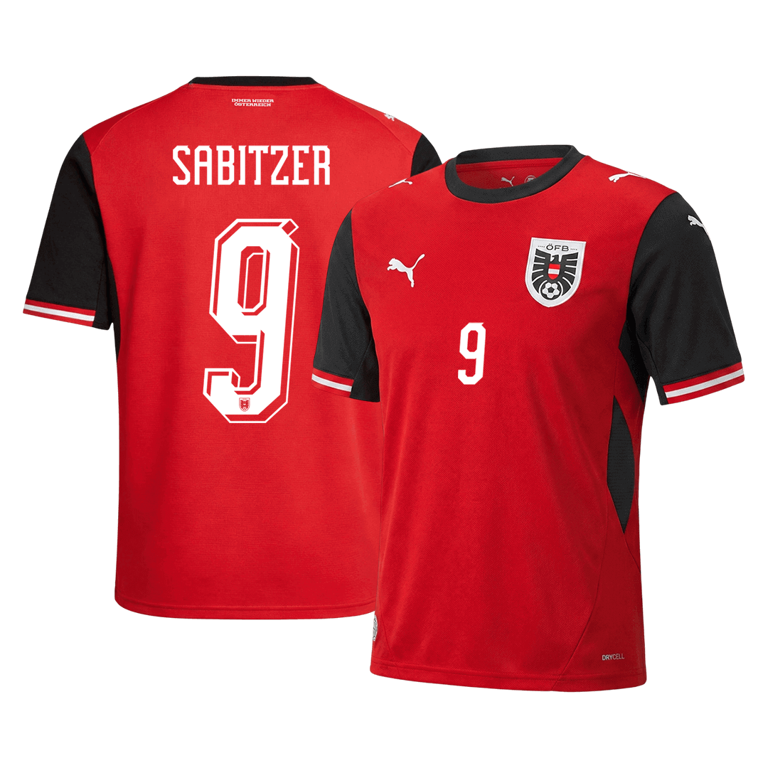 SABITZER #9 Austria Mens Home Soccer Jersey World Cup 2026 Red