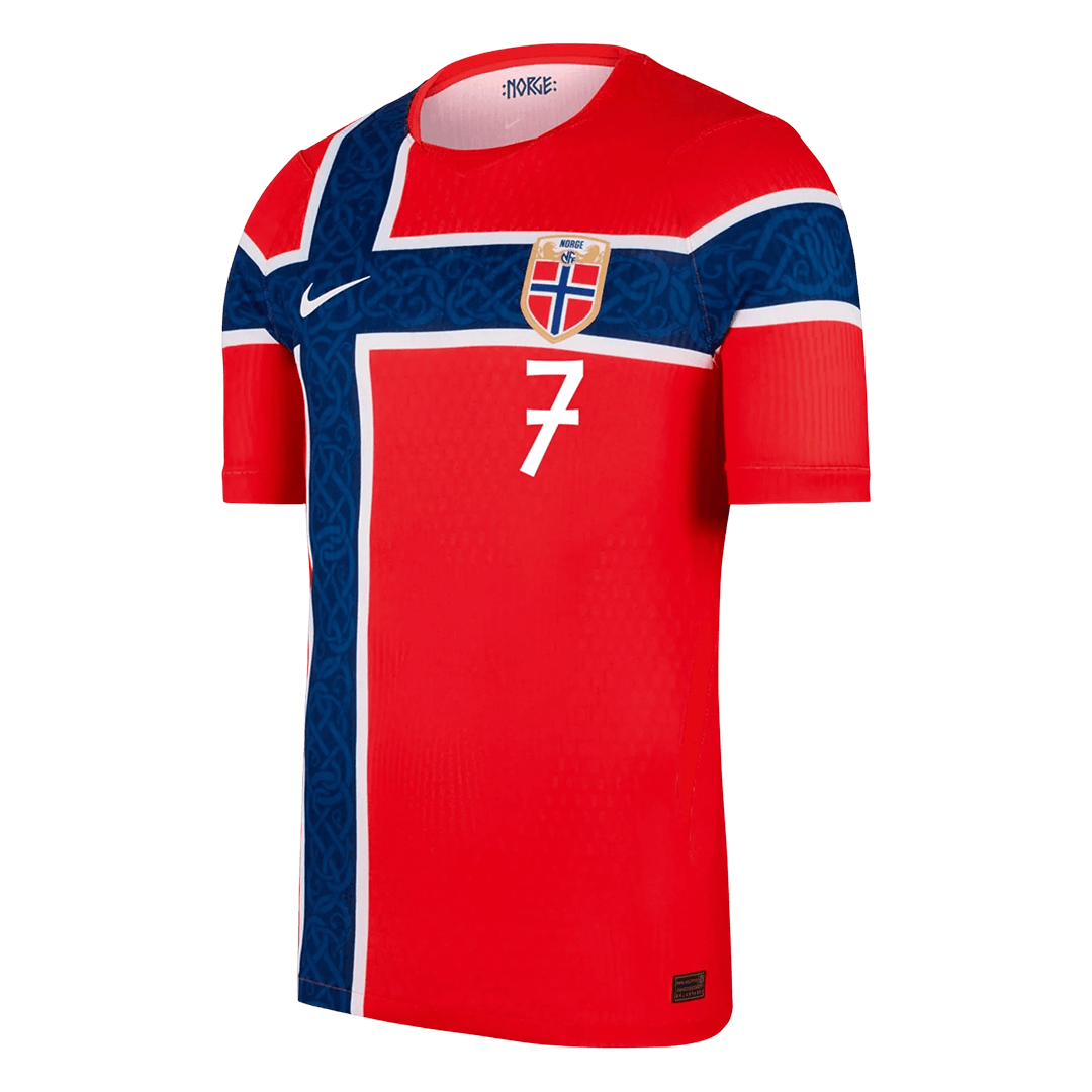 SØRLOTH #7 Norway Mens Home Soccer Jersey World Cup 2026 Red - Player Version