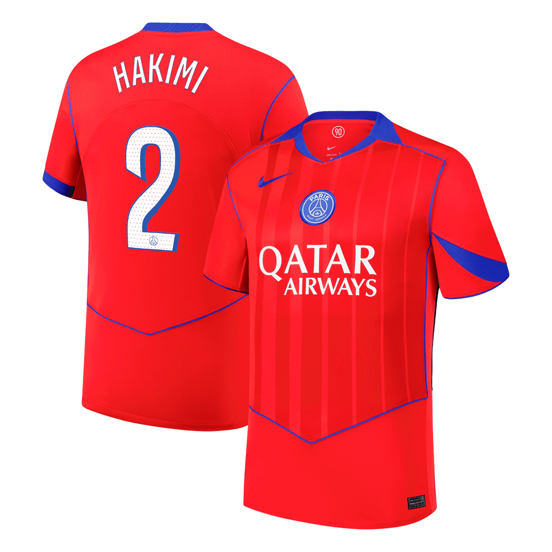 HAKIMI #2 PSG Mens Third Away Soccer Jersey 2025/26 Red