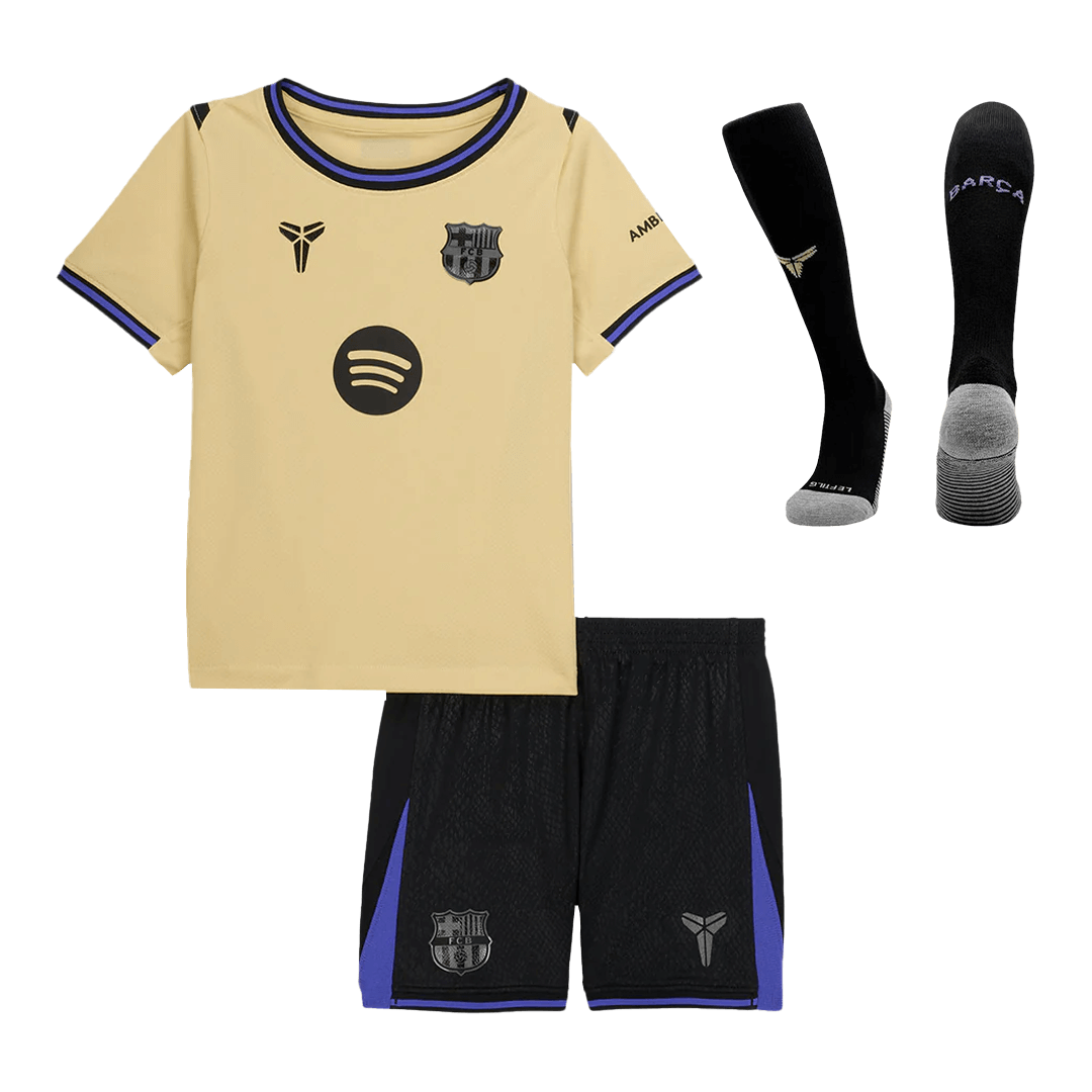 Barcelona Kids Away Soccer Full Set 2025/26 Yellow&Black