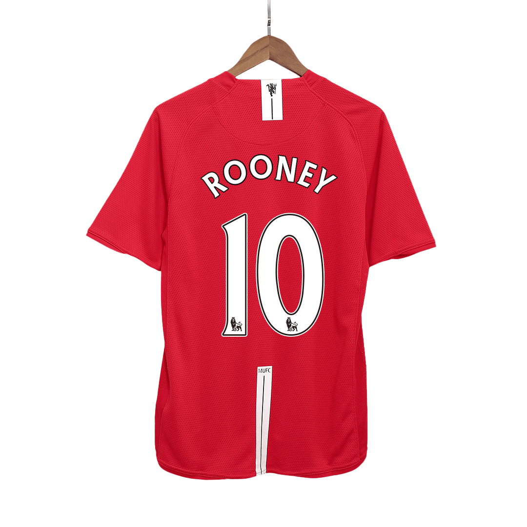 Retro ROONEY #10 Manchester United Mens Home Soccer Jersey 2007/08 Red