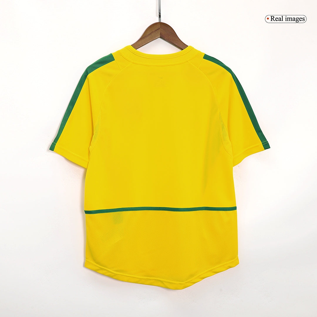 Retro Brazil Mens Home Soccer Jersey 2002/03 Yellow