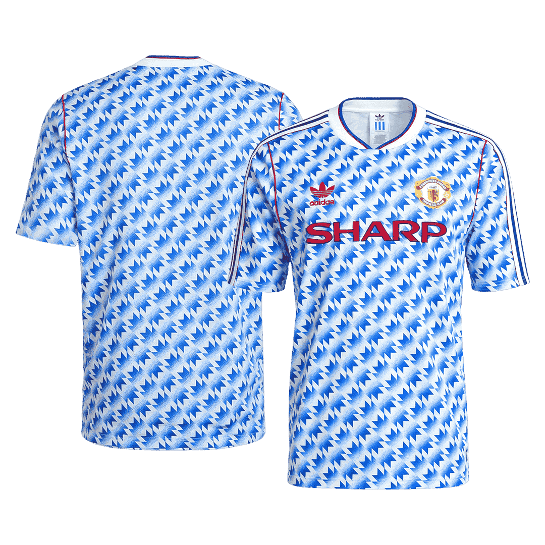 Retro Manchester United Mens Away Soccer Jersey 1990/92 Blue