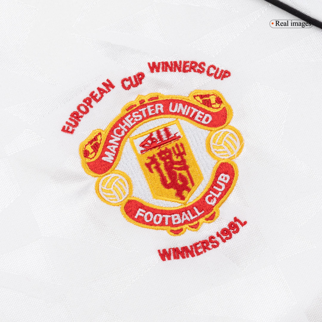 Retro Manchester United Mens Away Soccer Jersey 1991 White