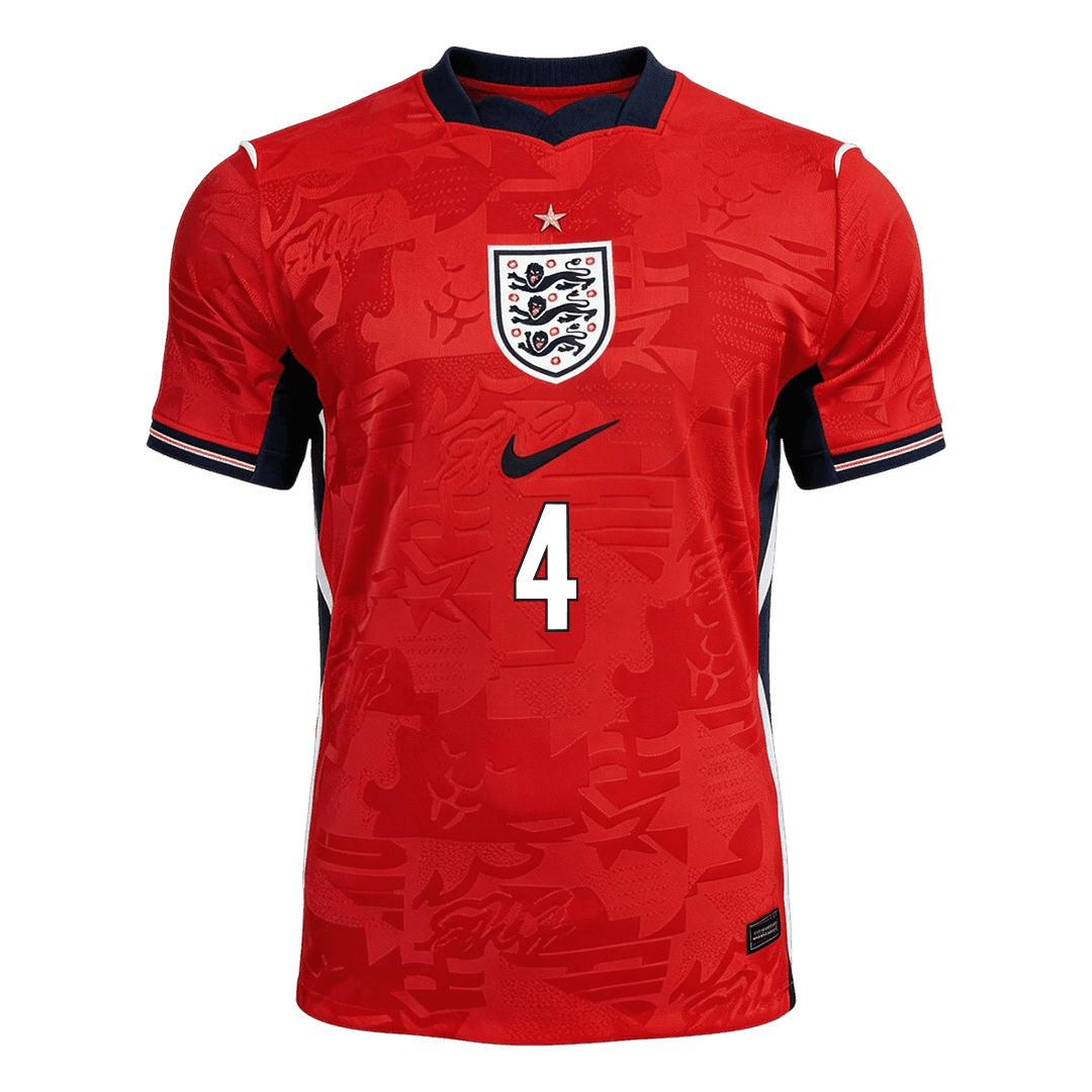 RICE #4 England Mens Away Soccer Jersey World Cup 2026 Red - Player Version