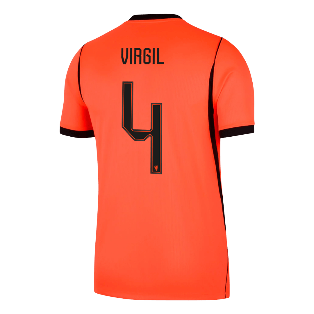 VIRGIL #4 Netherlands Mens Home Soccer Jersey World Cup 2026 Orange