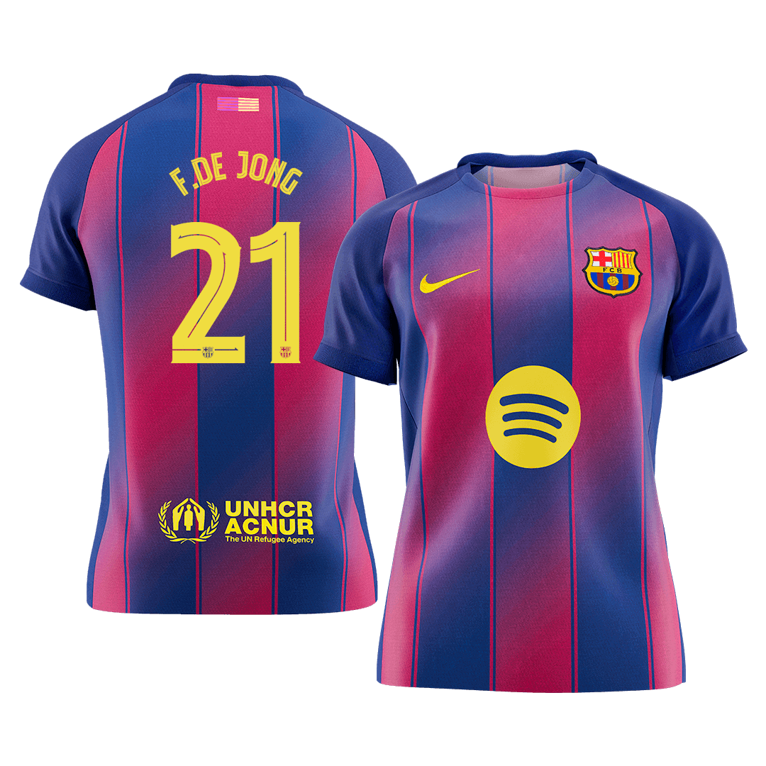 F.DE JONG #21 Barcelona Mens Home Soccer Jersey UCL 2025/26 Red&Blue [PREMIUM]