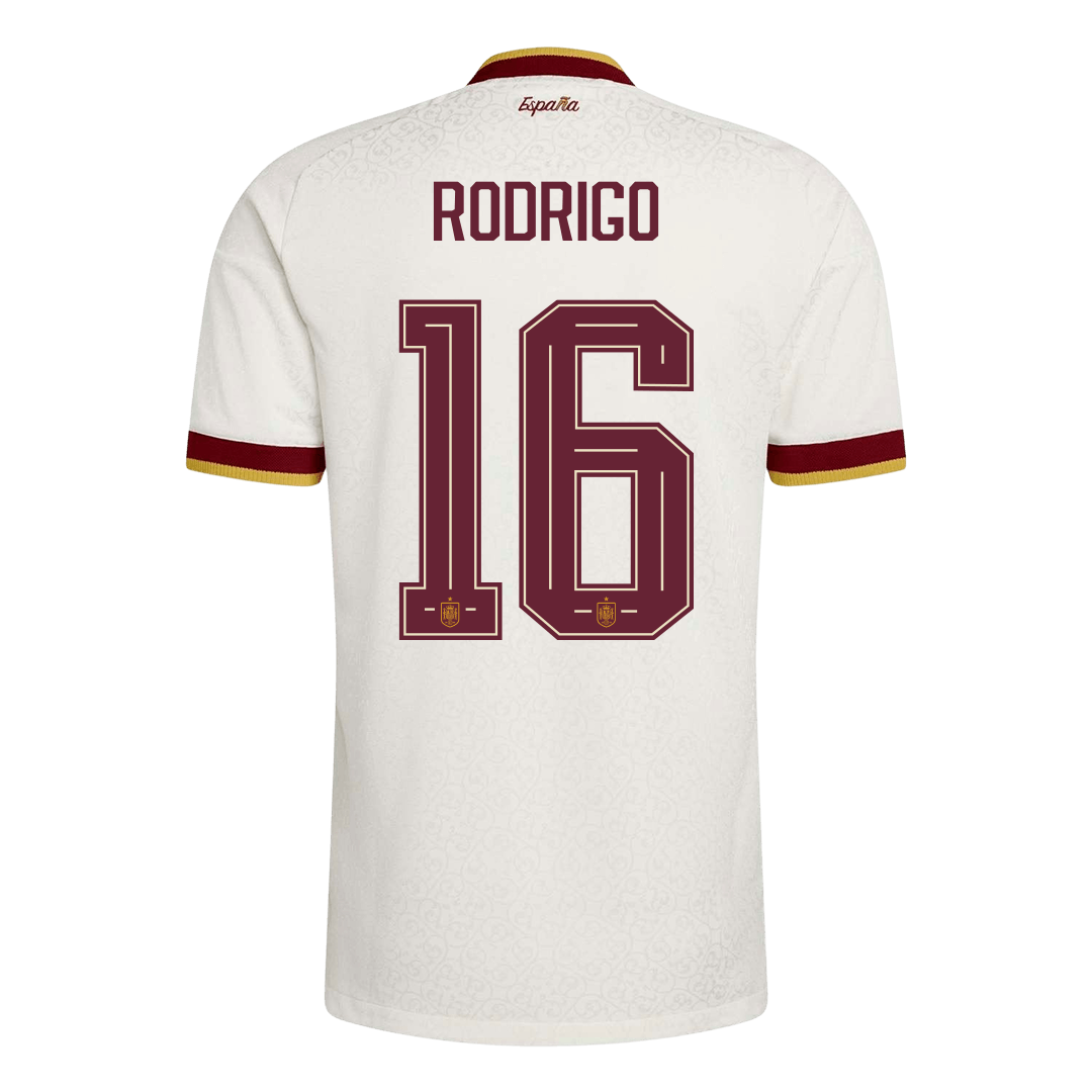 RODRIGO #16 Spain Mens Away Soccer Jersey World Cup 2026 White - Player Version