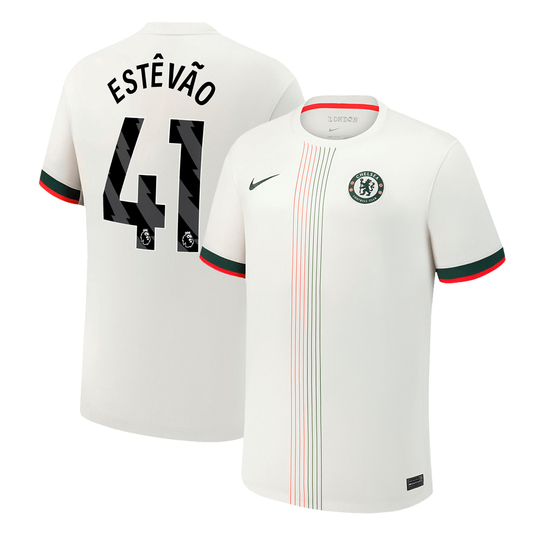 ESTÊVÃO #41 Chelsea Mens Away Soccer Jersey 2025/26 White