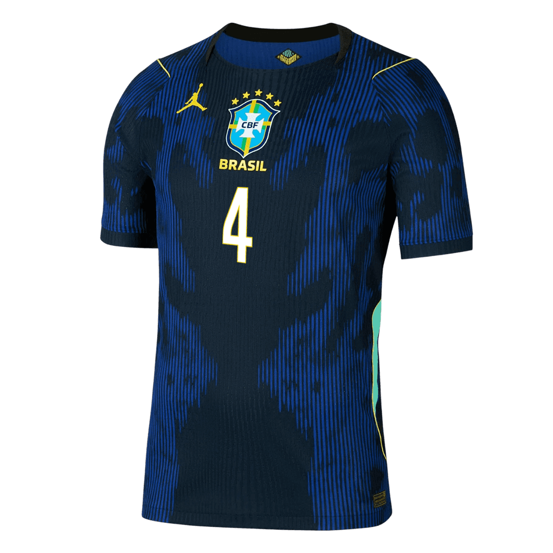 MARQUINHOS #4 Brazil Mens Away Soccer Jersey World Cup 2026 Navy - Player Version