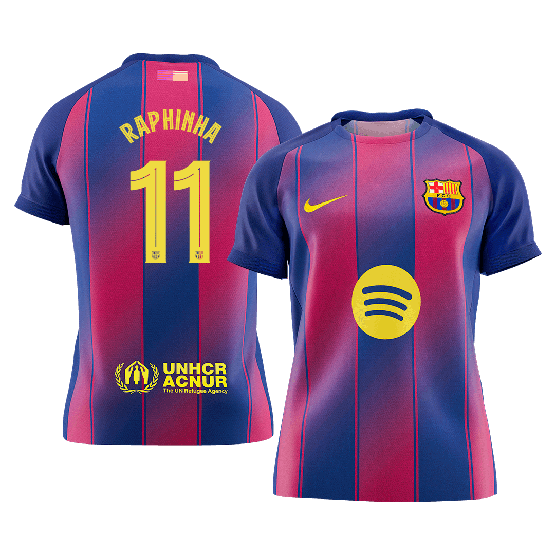 RAPHINHA #11 Barcelona Mens Home Soccer Jersey UCL 2025/26 Red&Blue [PREMIUM]