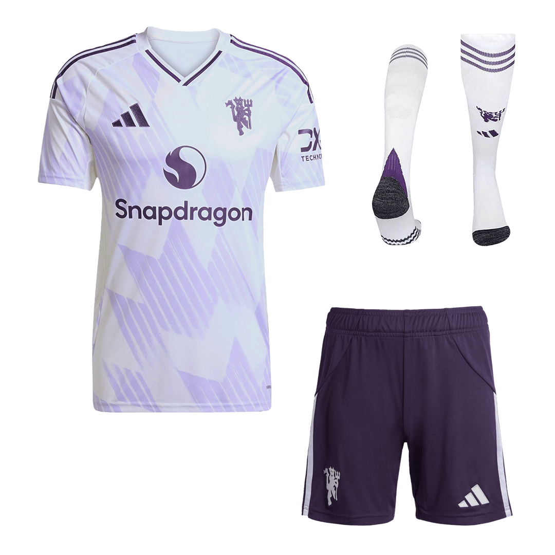 Manchester United Mens Away Soccer Full Set 2025/26 White