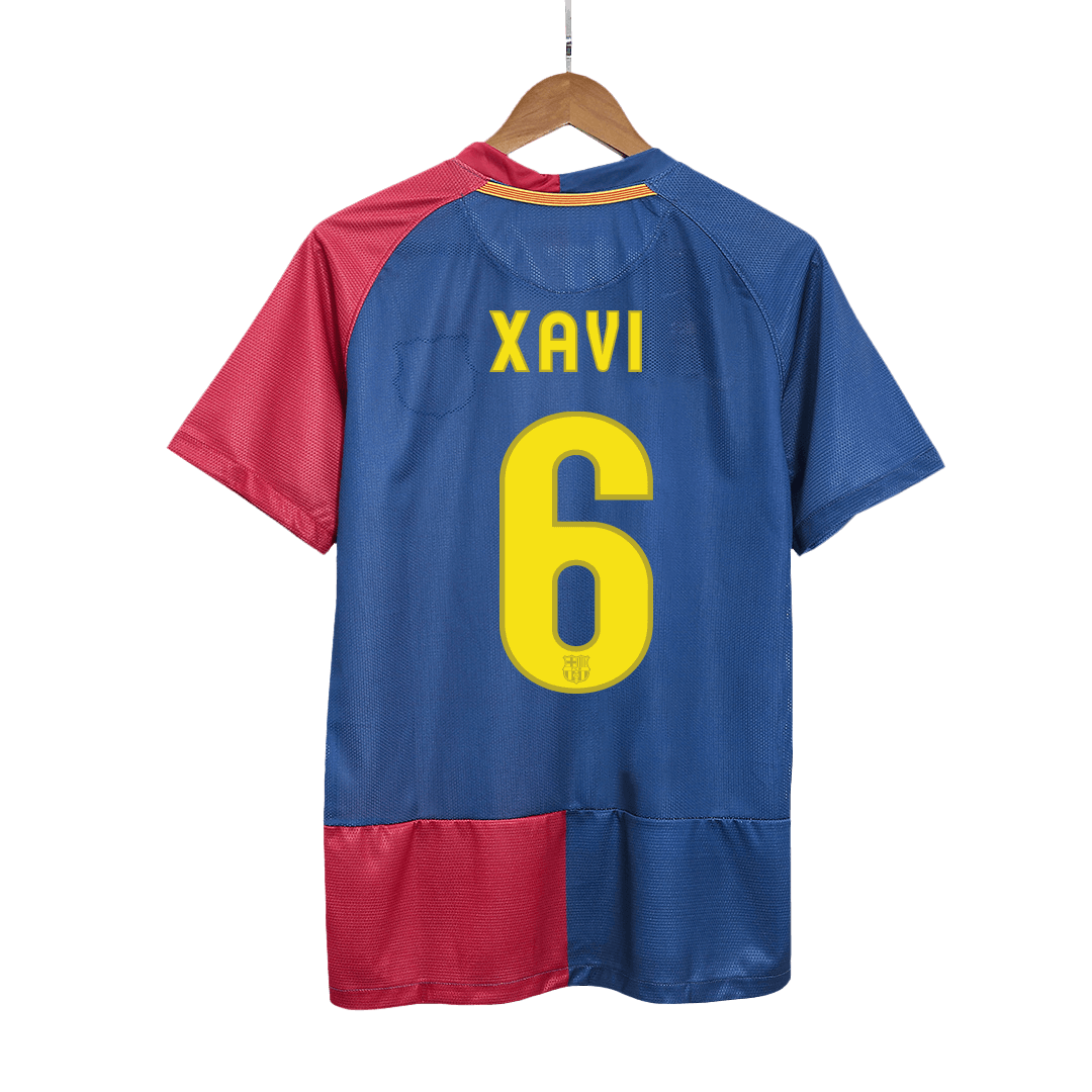 Retro XAVI #6 Barcelona Mens Home Soccer Jersey UCL Final UCL 2008/09 Blue&Red