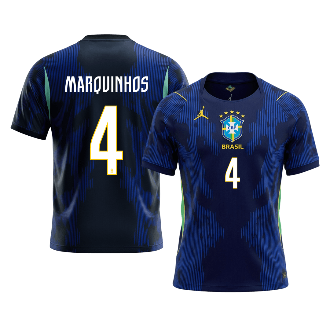 MARQUINHOS #4 Brazil Mens Away Soccer Jersey World Cup 2026 Navy