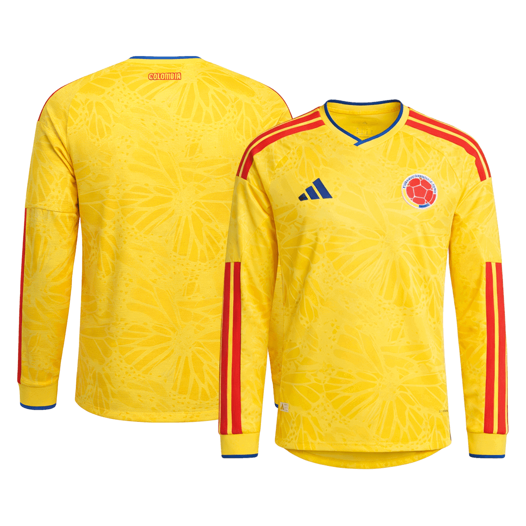 Colombia Mens Home Long Sleeve Soccer Jersey World Cup 2026 Yellow