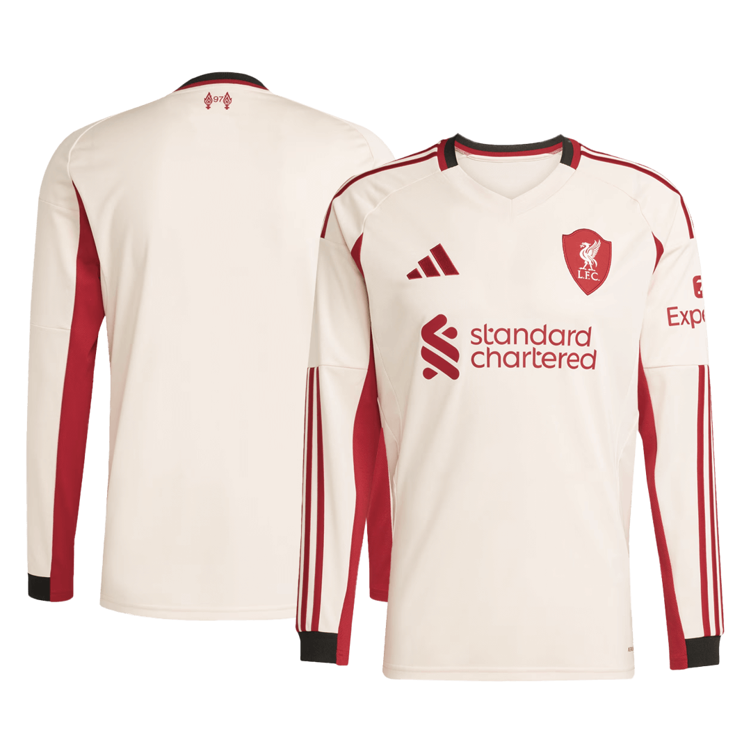 Liverpool Mens Away Long Sleeve Soccer Jersey 2025/26 White