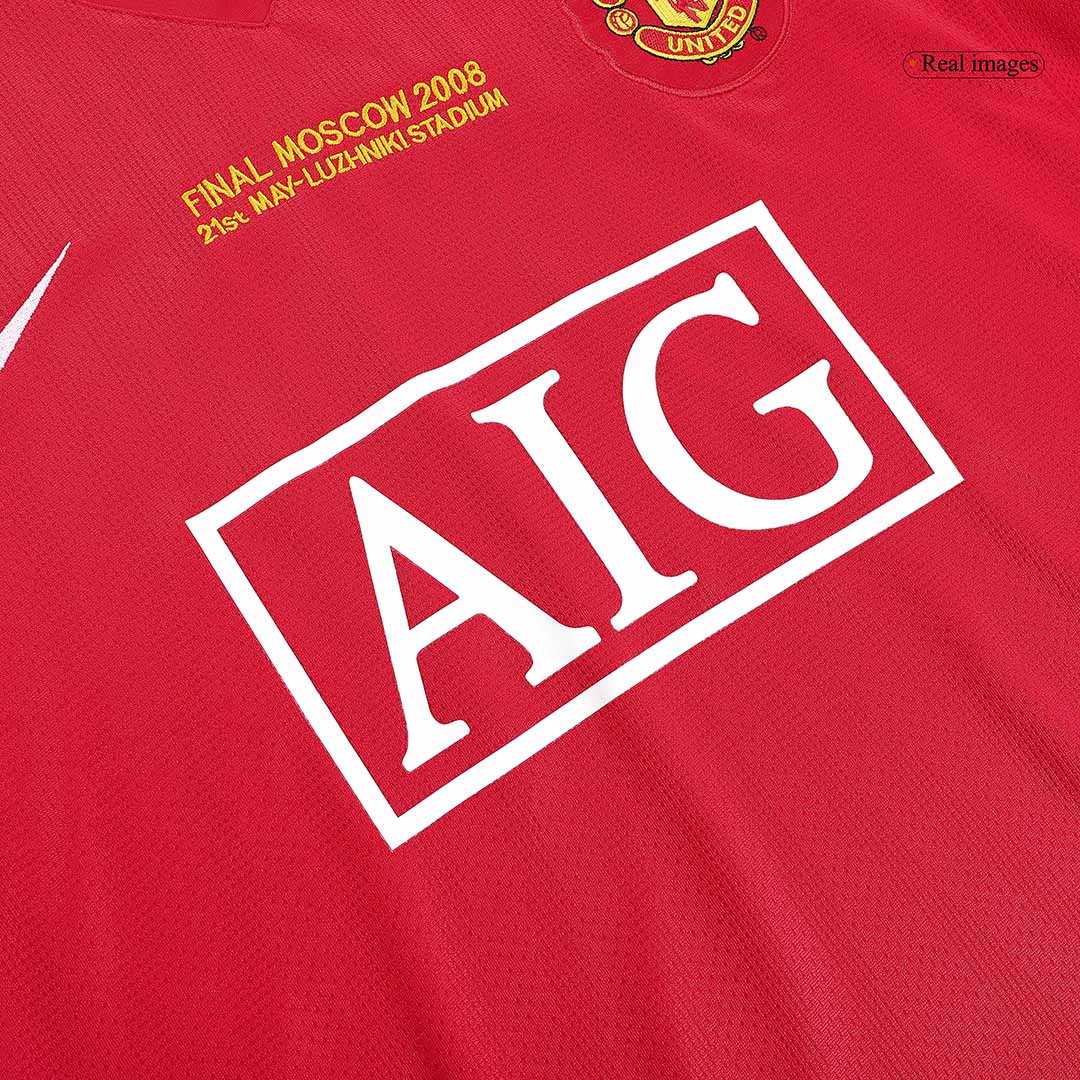 Retro ROONEY #10 Manchester United Mens Home Long Sleeve Soccer Jersey UCL Final UCL 2007/08 Red