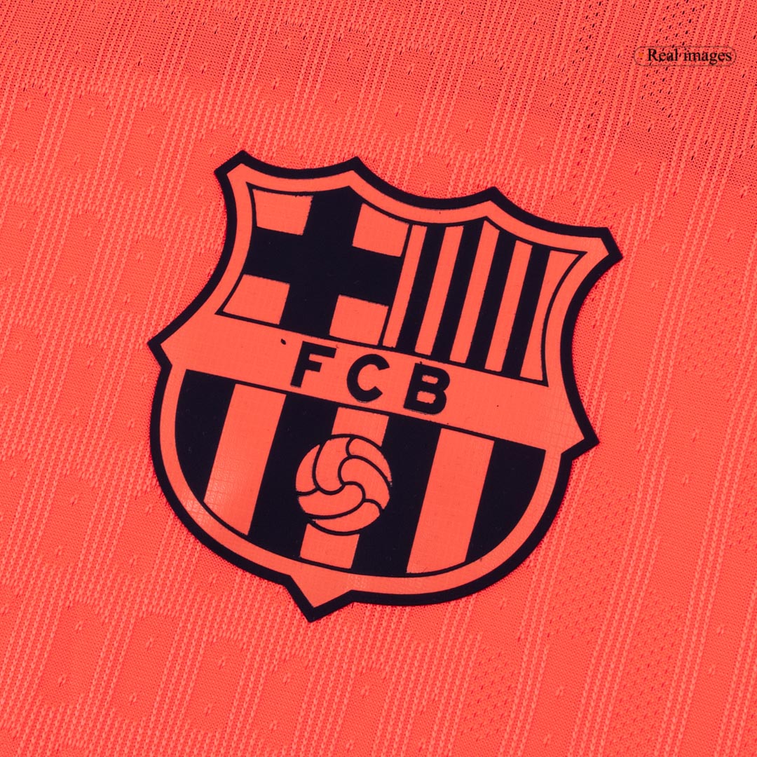 F.DE JONG #21 Barcelona Mens Third Away Soccer Jersey UCL 2025/26 Orange - Player Version