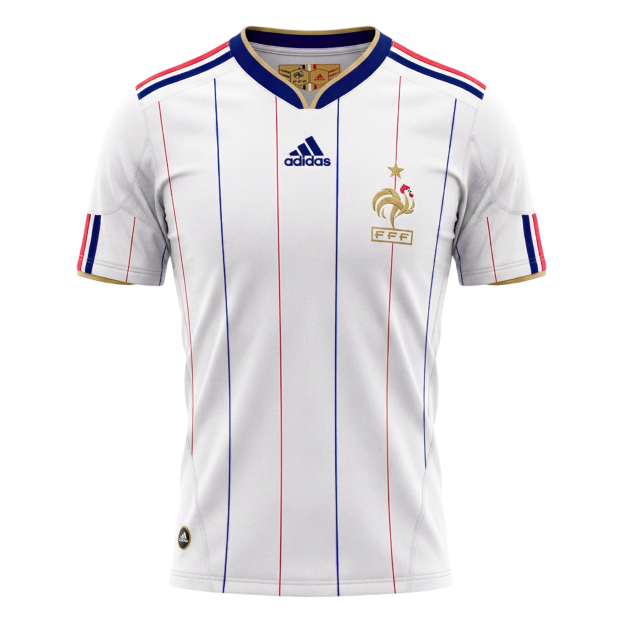Retro France Mens Away Soccer Jersey 2010 White