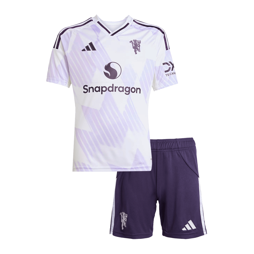 Manchester United Kids Away Soccer Kit 2025/26 White
