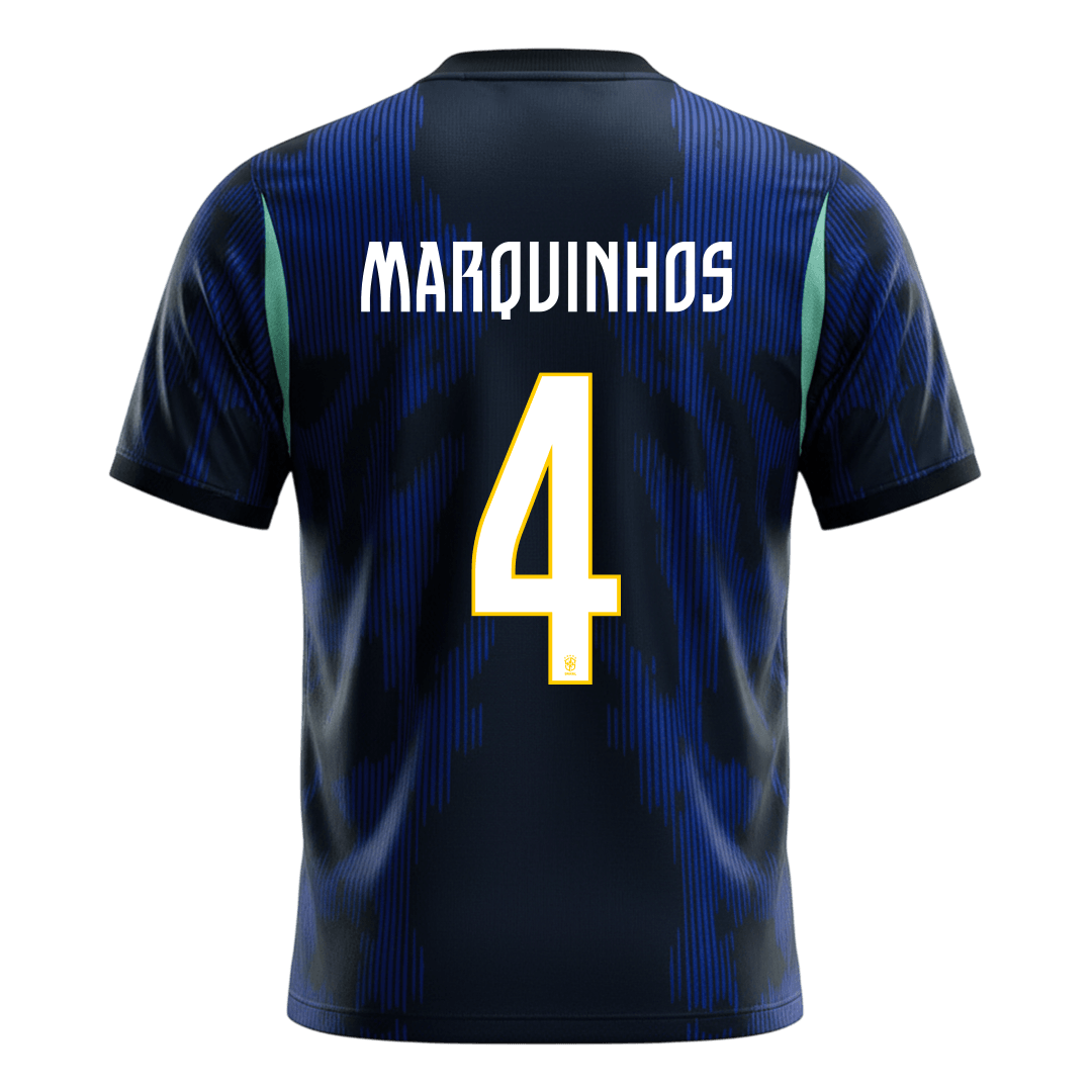 MARQUINHOS #4 Brazil Mens Away Soccer Jersey World Cup 2026 Navy