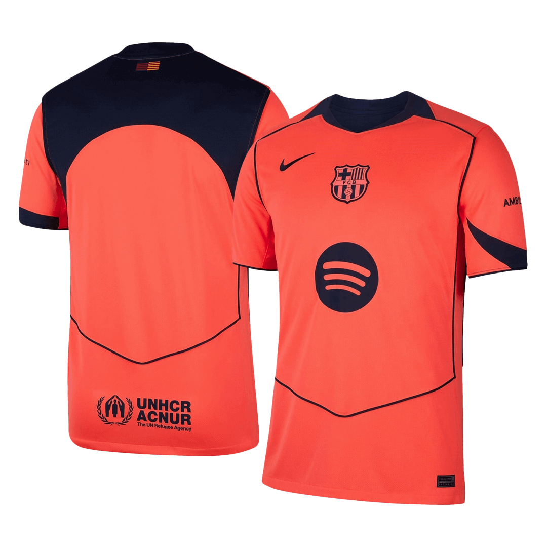 Barcelona Mens Third Away Soccer Jersey 2025/26 Orange