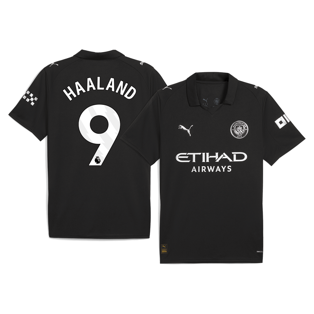 HAALAND #9 Manchester City Mens Away Soccer Jersey 2025/26 Black