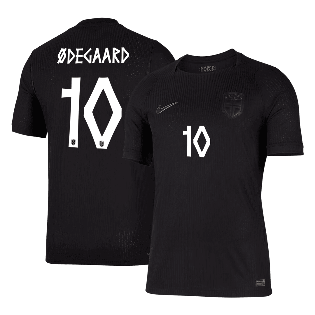 ØDEGAARD #10 Norway Mens Away Soccer Jersey World Cup 2026 Black - Player Version