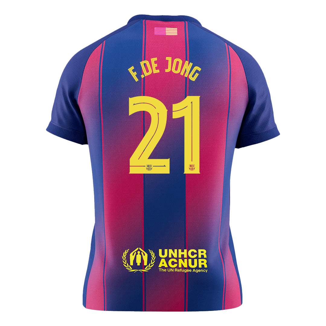 F.DE JONG #21 Barcelona Mens Home Soccer Jersey UCL 2025/26 Red&Blue [PREMIUM]
