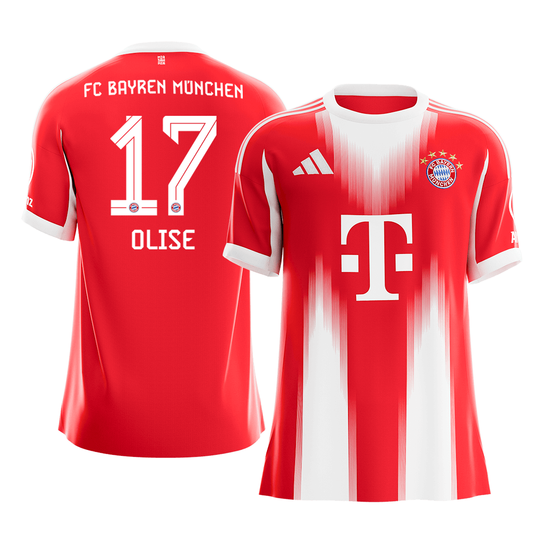 OLISE #17 Bayern Munich Mens Home Soccer Jersey 2025/26 Red [PREMIUM]