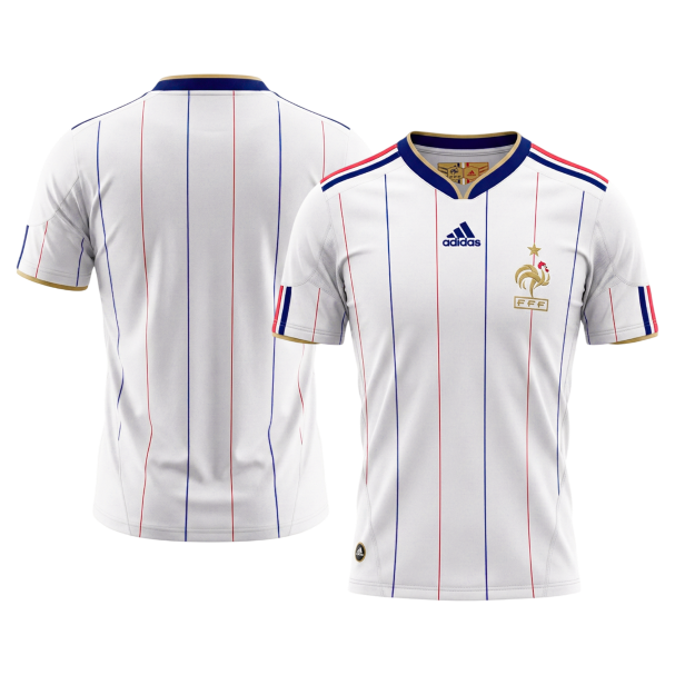 Retro France Mens Away Soccer Jersey 2010 White