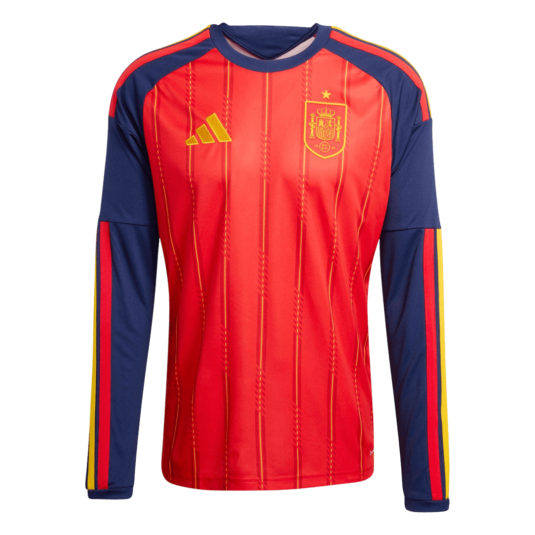 Spain Mens Home Long Sleeve Soccer Jersey World Cup 2026 Red