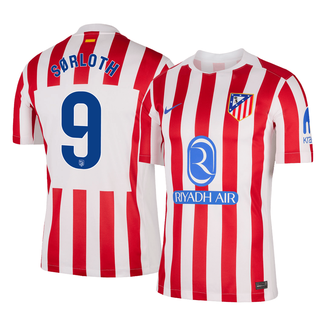 SØRLOTH #9 Atletico Madrid Mens Home Soccer Jersey 2025/26 Red&White