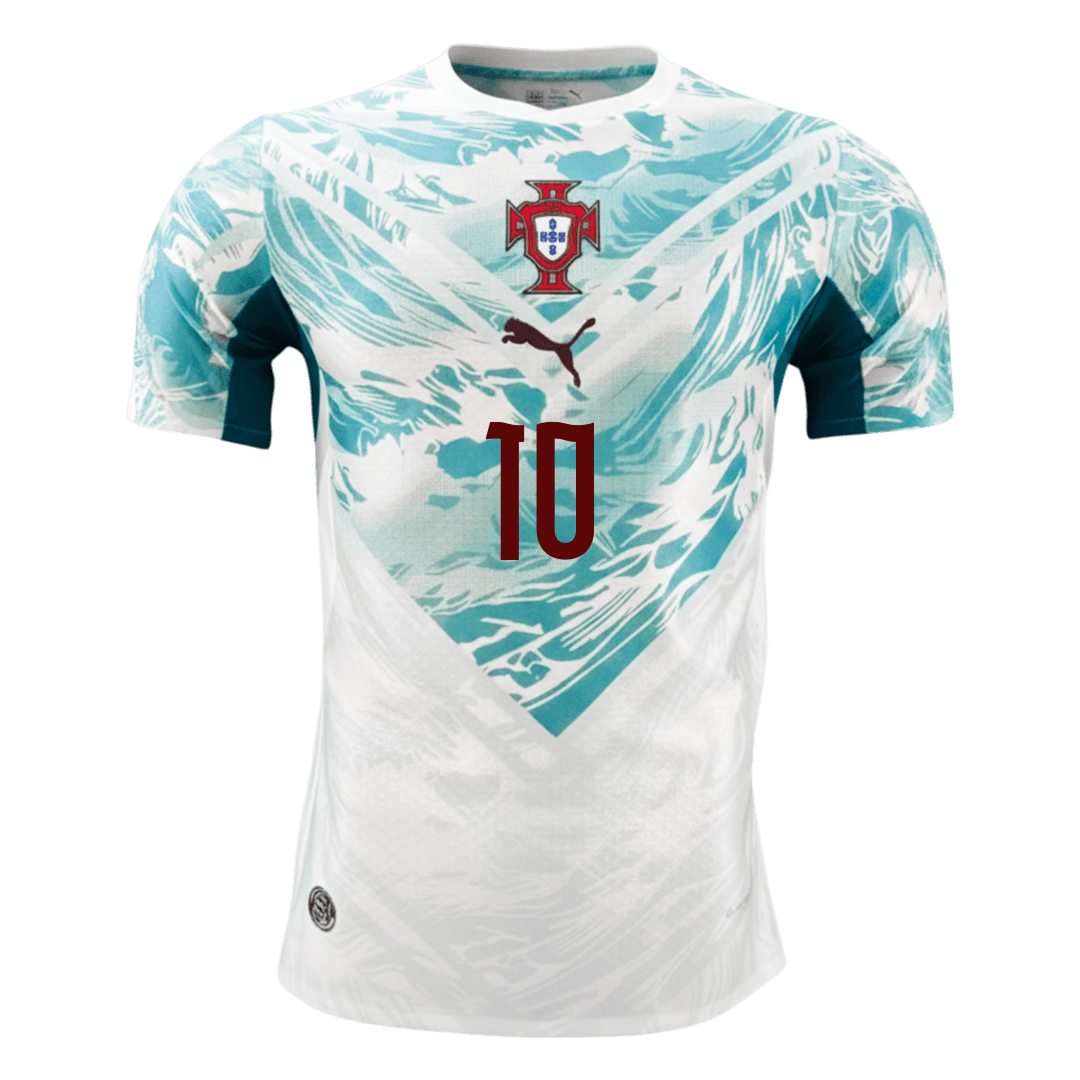 BERNARDO #10 Portugal Mens Away Soccer Jersey World Cup 2026 White&Green - Player Version