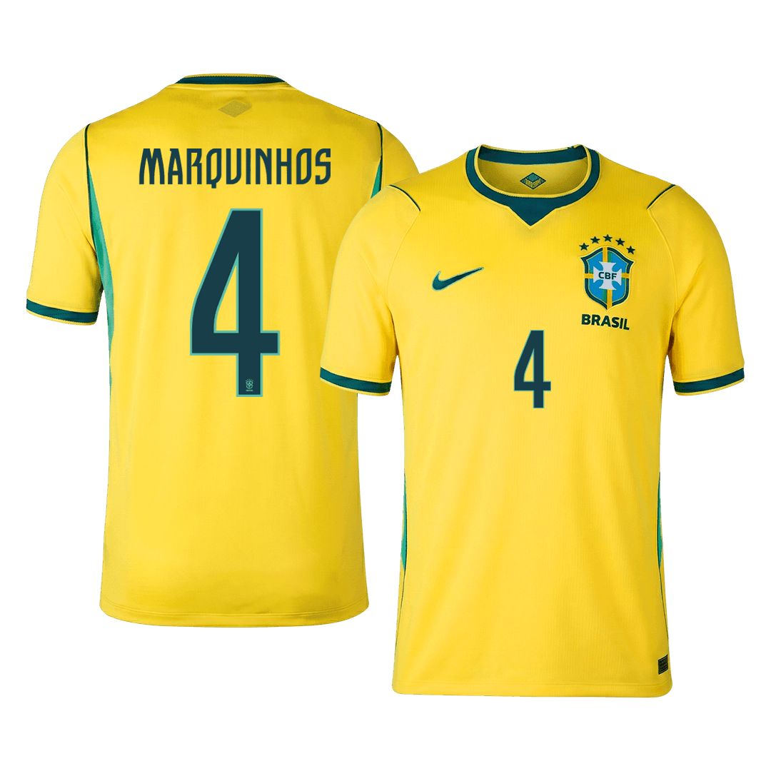 MARQUINHOS #4 Brazil Mens Home Soccer Jersey World Cup 2026 Yellow [PREMIUM]