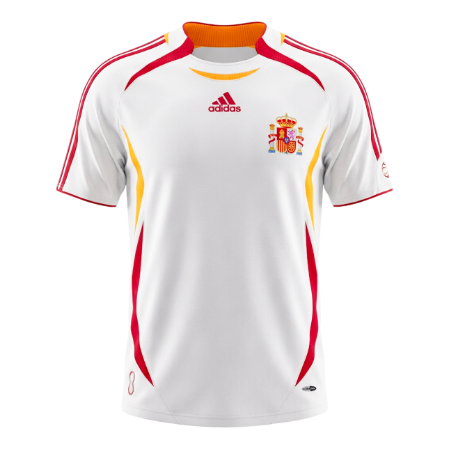 Retro Spain Mens Away Soccer Jersey 2006 White