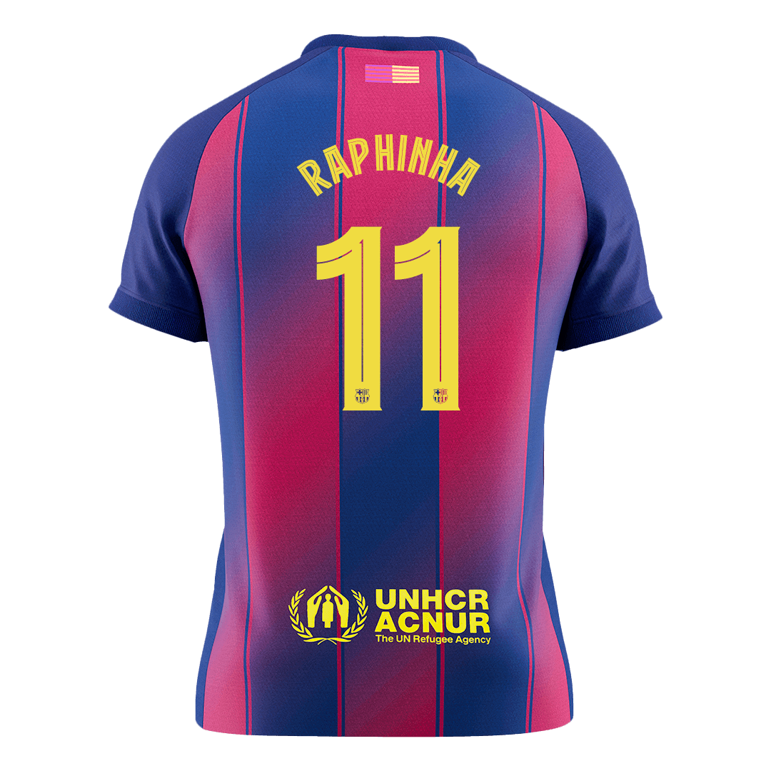 RAPHINHA #11 Barcelona Mens Home Soccer Jersey UCL 2025/26 Red&Blue [PREMIUM]